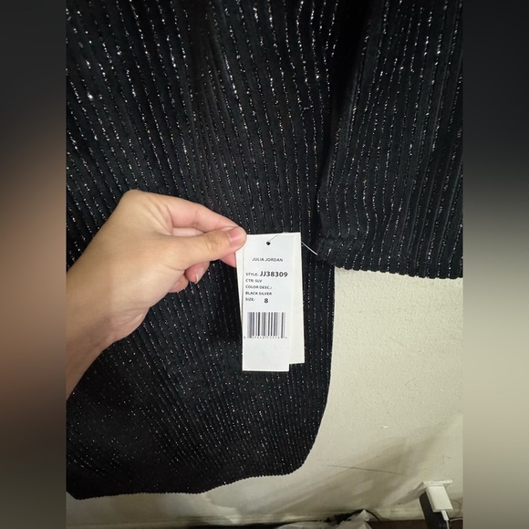 Julia Jordan Velour Metallic Stripe Elegant Sheath Dress Size 8 NEW WITH TAG! - Picture 7 of 8